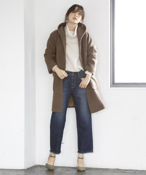 coen（コーエン）の「カバーリングウールミディアムフーデッドコート（ピーコート・レディース・ライトグレー/ブラウン/ネイビー・LARGE/MEDIUM）」の16枚目の写真