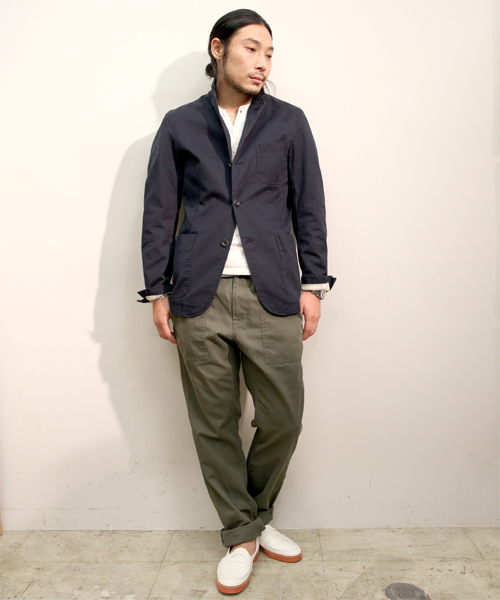 BEAMS PLUS（ビームスプラス）の「BEAMS PLUS / WEB限定 スリムベイカーパンツ（Herringbone）（その他パンツ・メンズ・ホワイト/オリーブドラブ・SMALL/MEDIUM/LARGE/X-LARGE）」の3枚目の写真