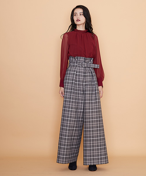 UNITED TOKYO（ユナイテッドトウキョウ）の「バレンシアハイウエストワイドパンツ（スラックス・レディース・ネイビー/マルチ・1/2）」の19枚目の写真