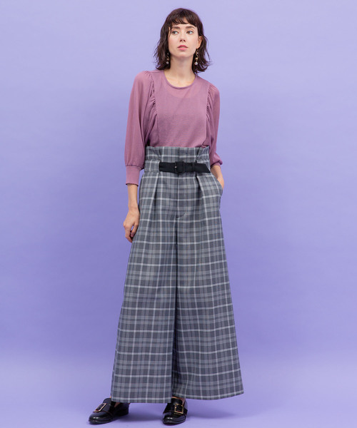 UNITED TOKYO（ユナイテッドトウキョウ）の「バレンシアハイウエストワイドパンツ（スラックス・レディース・ネイビー/マルチ・1/2）」の21枚目の写真