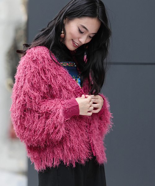 WEGO（ウィゴー）の「WEGO/モンスターショートカーディガン（カーディガン/ボレロ・レディース・ブラック/グレー/イエロー/ライトピンク/ピンク系その他/アイボリー・FREE）」の5枚目の写真