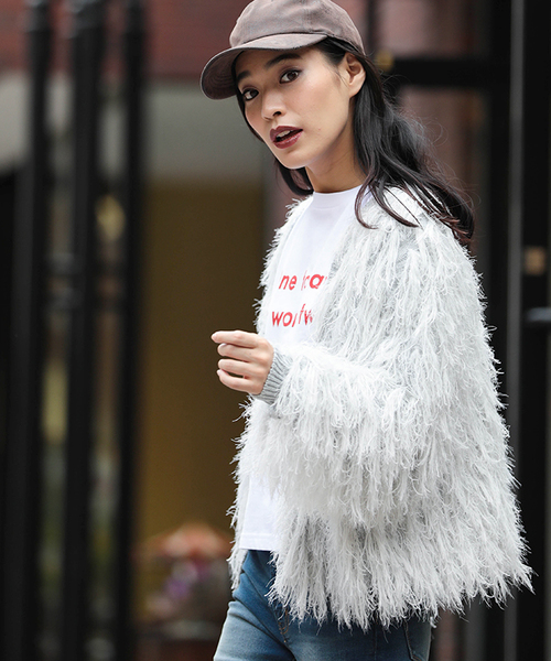 WEGO（ウィゴー）の「WEGO/モンスターショートカーディガン（カーディガン/ボレロ・レディース・ブラック/グレー/イエロー/ライトピンク/ピンク系その他/アイボリー・FREE）」の3枚目の写真