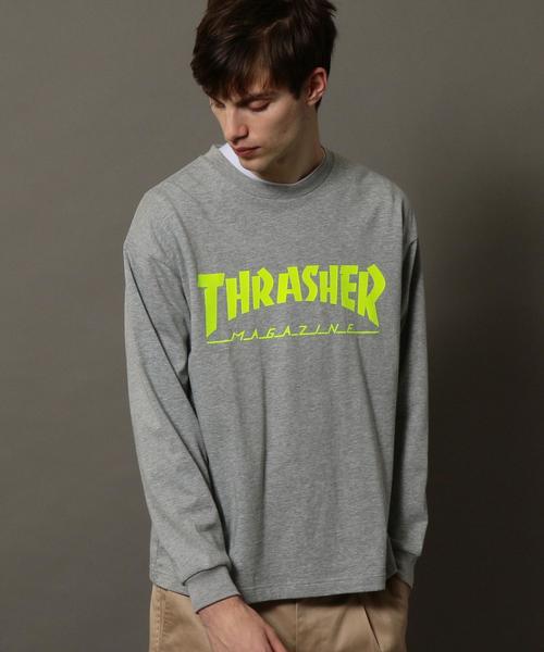 THRASHER(スラッシャー)の「【別注】 <THRASHER> LOGO LONG SLEEVE TEE/Tシャツ ◆(Tシャツ/カットソー・メンズ・グレー/ホワイト・LARGE/MEDIUM/SMALL)」の4枚目の写真
