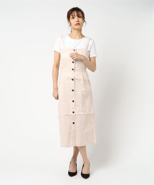 natural couture（ナチュラルクチュール）の「前あきボタンナロージャンスカ（ワンピース・レディース・アイボリー/ブラック・FREE）」の9枚目の写真