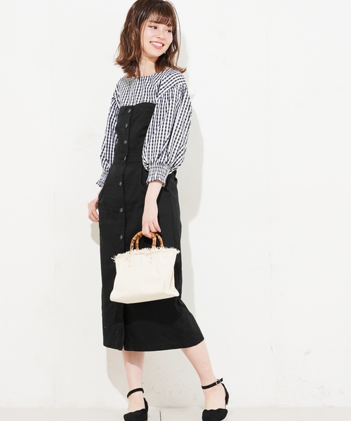 natural couture（ナチュラルクチュール）の「前あきボタンナロージャンスカ（ワンピース・レディース・アイボリー/ブラック・FREE）」の15枚目の写真