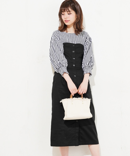 natural couture（ナチュラルクチュール）の「前あきボタンナロージャンスカ（ワンピース・レディース・アイボリー/ブラック・FREE）」の16枚目の写真