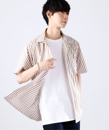MONO-MART | ストライプオーバーサイズシャツ/Stripe over size shirt(1/2 sleeve)(シャツ/ブラウス)