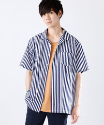 ストライプオーバーサイズシャツ/Stripe over size shirt(1/2 sleeve)