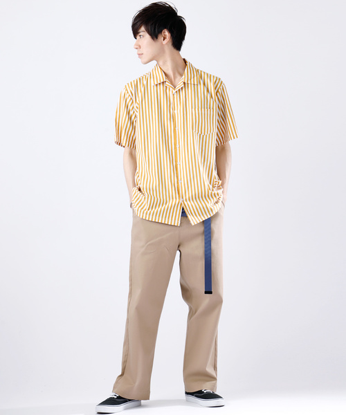 ストライプオーバーサイズシャツ/Stripe over size shirt(1/2 sleeve