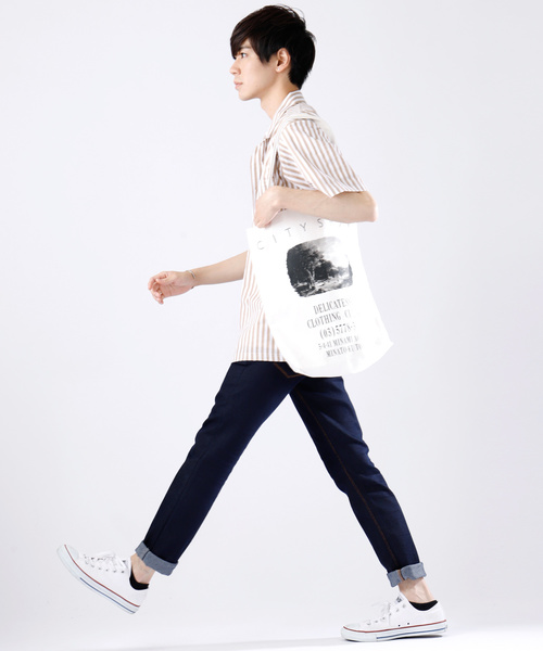 ストライプオーバーサイズシャツ/Stripe over size shirt(1/2 sleeve