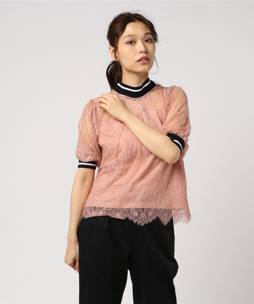 セール】・ライン入りリブレースプルオーバー ○（Tシャツ