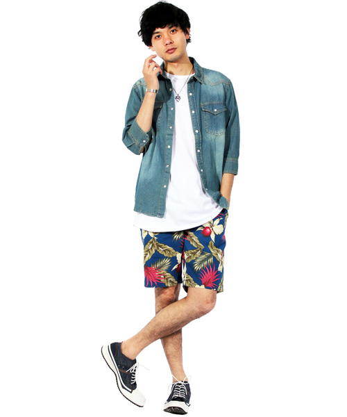 ８(eight)（エイト）の「アロハ柄 ショートパンツ コットン（その他パンツ・メンズ・ホワイト×ブラック/ホワイト×ネイビー/B/C/A・MEDIUM/LARGE/X-LARGE）」の9枚目の写真