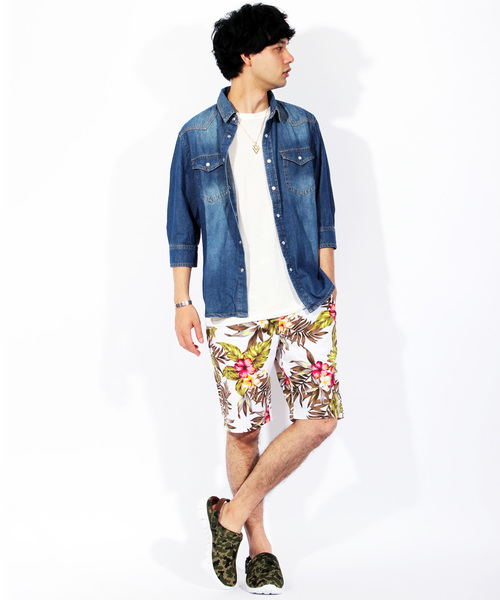 ８(eight)（エイト）の「アロハ柄 ショートパンツ コットン（その他パンツ・メンズ・ホワイト×ブラック/ホワイト×ネイビー/B/C/A・MEDIUM/LARGE/X-LARGE）」の10枚目の写真