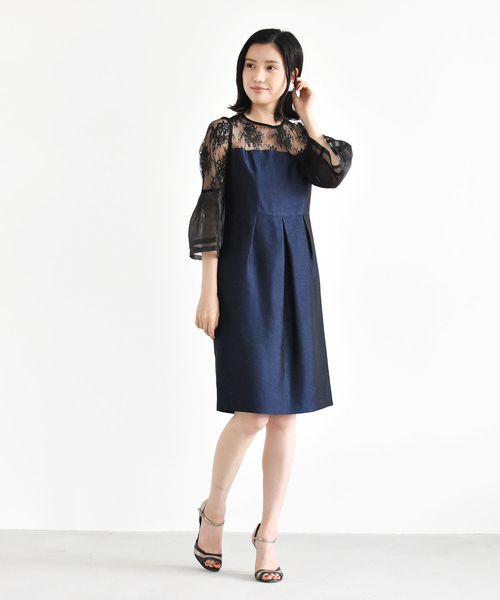 kaene(カエン)の「ラメジャガードワンピース(ドレス・レディース・ブラック/ネイビー/ピンク・38/36)」の7枚目の写真