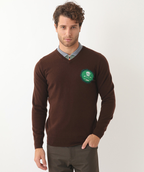 2.美品❗️マークアンドロナ 防風裏地付き ニットセーター 46 MARK