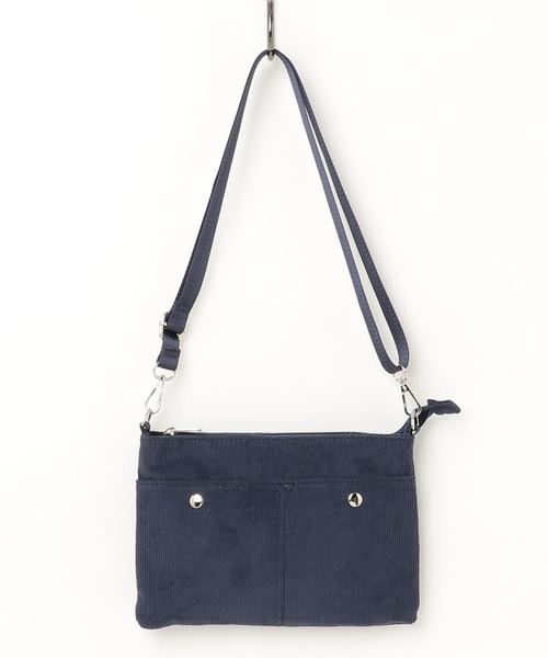 earth music&ecology（アースミュージックアンドエコロジー）の「コーデュロイサコッシュ（ショルダーバッグ・レディース・ライトグレー/ネイビー/オフホワイト・FREE）」の3枚目の写真