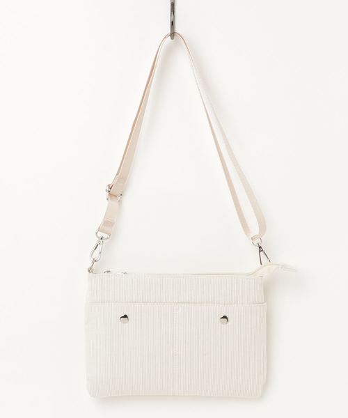 earth music&ecology（アースミュージックアンドエコロジー）の「コーデュロイサコッシュ（ショルダーバッグ・レディース・ライトグレー/ネイビー/オフホワイト・FREE）」の2枚目の写真