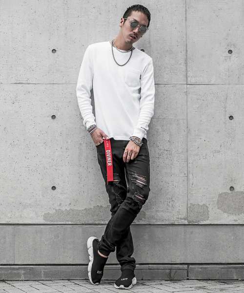 JOKER（ジョーカー）の「ワッフルレギュラー丈T（Tシャツ/カットソー・メンズ・ブラック/ホワイト・S/M/L/XL/XXL）」の3枚目の写真