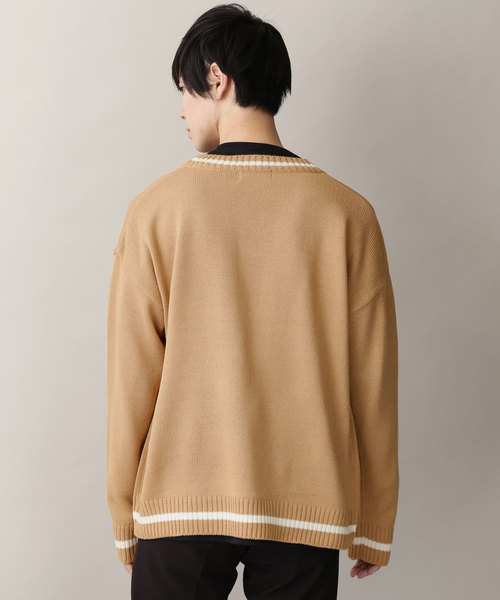 MONO-MART(モノマート)の「オーバーサイズVネックロングスリーブチルデンニットセーター(ニット/セーター・メンズ・ホワイト/ブラック/ベージュ/グリーン/ネイビー・FREE)」の16枚目の写真