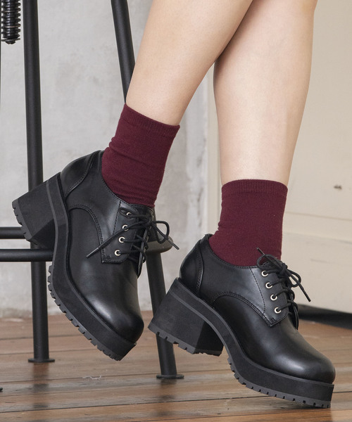 WEGO（ウィゴー）の「WEGO/厚底レースアップシューズ（ドレスシューズ・レディース・ワイン/ブラック系その他/ブラック・MEDIUM/LARGE）」の8枚目の写真