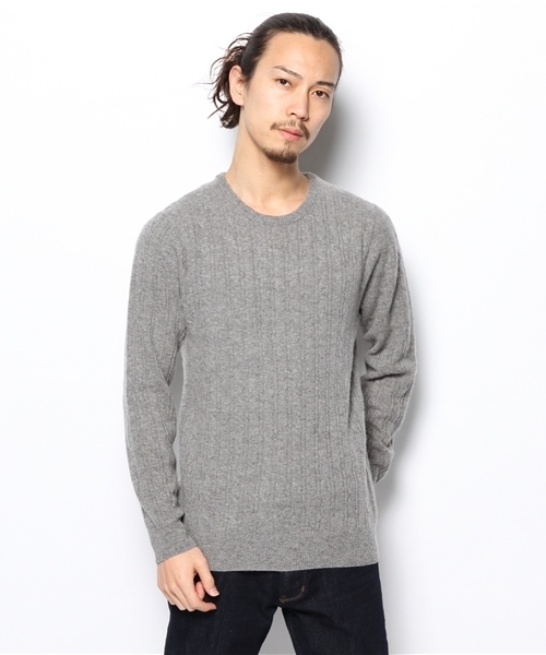 green label relaxing(グリーンレーベルリラクシング)の「CASH CABLE C/N 12Gニット(ニット/セーター・メンズ・ナチュラル/ケリー/コバルトブルー/オレンジ/ネイビー/グレー・SMALL/MEDIUM/LARGE/X-LARGE)」の2枚目の写真
