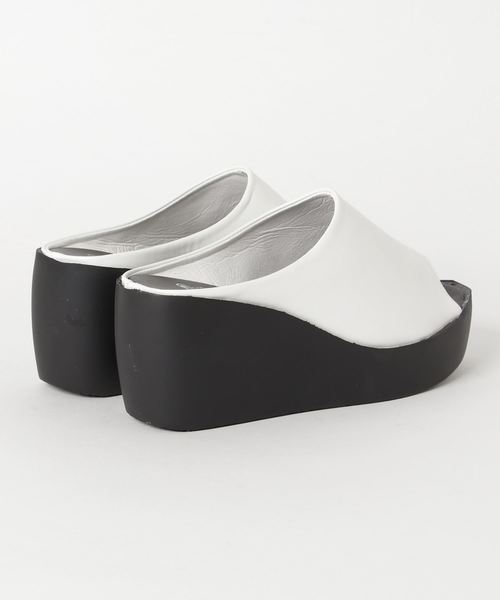 STYLEBLOCK（スタイルブロック）の「厚底ウエッジソールサボサンダル（サンダル・レディース・ブラック/ホワイト・39/36/38/35/37）」の4枚目の写真