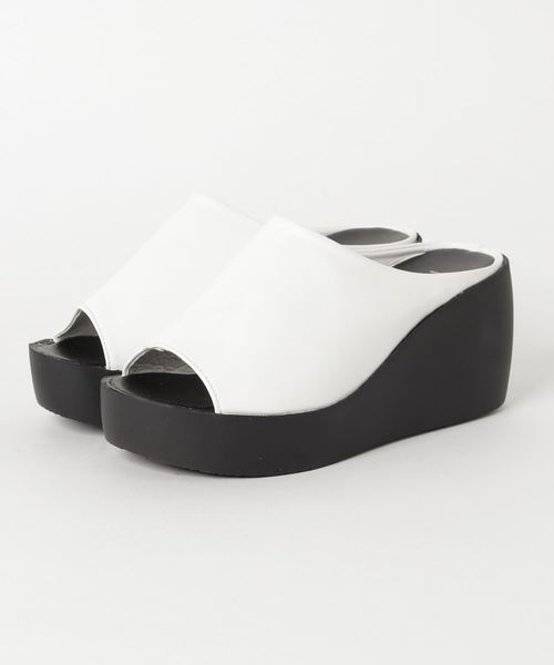 STYLEBLOCK（スタイルブロック）の「厚底ウエッジソールサボサンダル（サンダル・レディース・ブラック/ホワイト・39/36/38/35/37）」の6枚目の写真