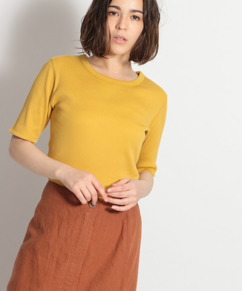 niko and...（ニコアンド）の「細リブフィットプルオーバー（Tシャツ/カットソー・レディース・ブラック/オフホワイト/イエロー/ブルー・MEDIUM/LARGE）」の4枚目の写真