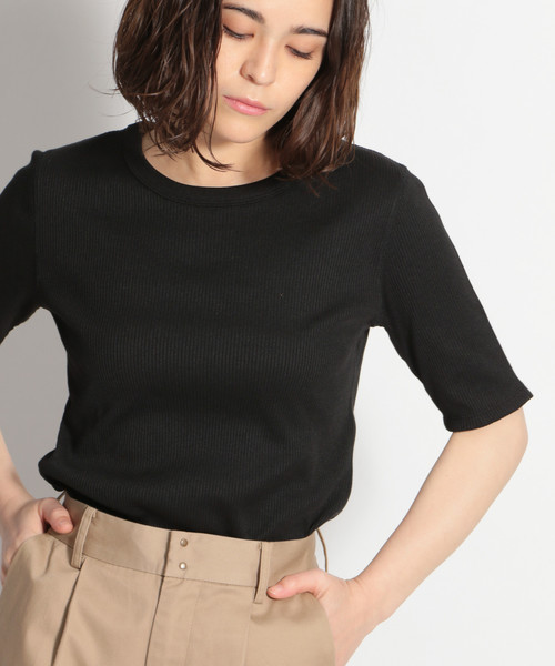 niko and...（ニコアンド）の「細リブフィットプルオーバー（Tシャツ/カットソー・レディース・ブラック/オフホワイト/イエロー/ブルー・MEDIUM/LARGE）」の3枚目の写真