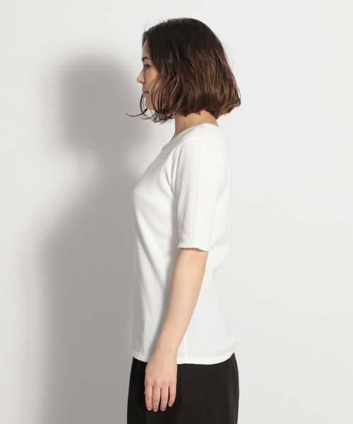 niko and...（ニコアンド）の「細リブフィットプルオーバー（Tシャツ/カットソー・レディース・ブラック/オフホワイト/イエロー/ブルー・MEDIUM/LARGE）」の7枚目の写真