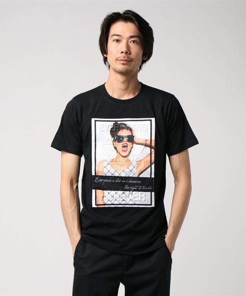 STYLEBLOCK（スタイルブロック）の「ガールズフォトTエンボスプリント半袖Tシャツ（Tシャツ/カットソー・メンズ・オフホワイト/ベージュ/ブラック・M/L）」の2枚目の写真