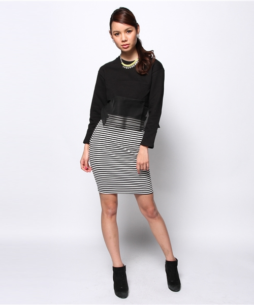 goocy（グーシー）の「【goocy】オーガンジー切替裏毛プルオーバー（スウェット・レディース・グリーン/ブラック/アイボリー・FREE）」の10枚目の写真