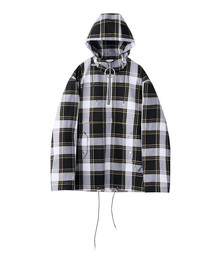 CHECKED COTTON ZIPPED HOODIE