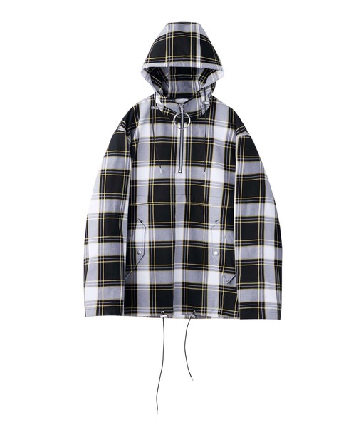 JOHN LAWRENCE SULLIVAN(ジョンローレンスサリバン)の「CHECKED COTTON ZIPPED HOODIE(ブルゾン・メンズ・ブラック/レッド・SMALL/MEDIUM/LARGE/X-LARGE)」の1枚目の写真