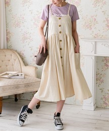 コットンポケットボタンキャミワンピース