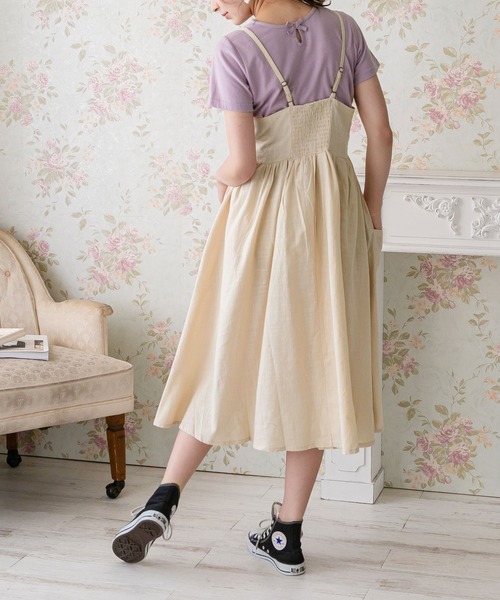 Newlyme（ニューリーミー）の「コットンポケットボタンキャミワンピース（ワンピース・レディース・ブラック/ベージュ/ネイビー/カーキ/アイボリー・MEDIUM/LARGE）」の8枚目の写真