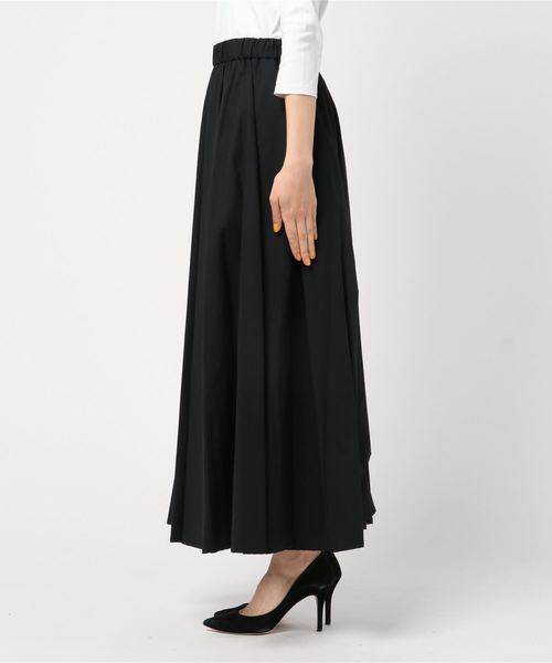 mzuiro ind ミズイロインド コットンフレアロングギャザースカート 黒