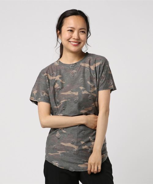 LiSS（リス）の「【74】【LiSS（リス）】ダメージクラフトT（Tシャツ/カットソー・レディース・グレー系カモフラージュ/グリーン系カモフラージュ/カモフラージュ・MEDIUM/LARGE/X-LARGE）」の11枚目の写真