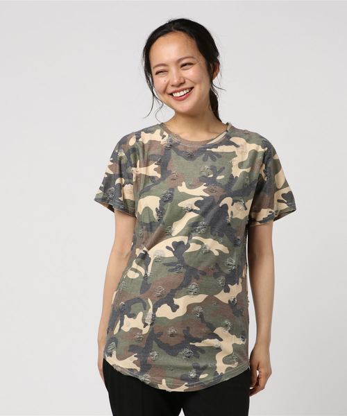 LiSS（リス）の「【74】【LiSS（リス）】ダメージクラフトT（Tシャツ/カットソー・レディース・グレー系カモフラージュ/グリーン系カモフラージュ/カモフラージュ・MEDIUM/LARGE/X-LARGE）」の10枚目の写真