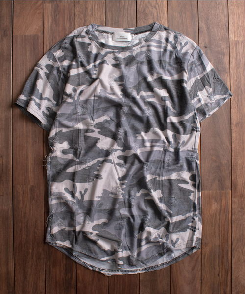 LiSS（リス）の「【74】【LiSS（リス）】ダメージクラフトT（Tシャツ/カットソー・レディース・グレー系カモフラージュ/グリーン系カモフラージュ/カモフラージュ・MEDIUM/LARGE/X-LARGE）」の12枚目の写真