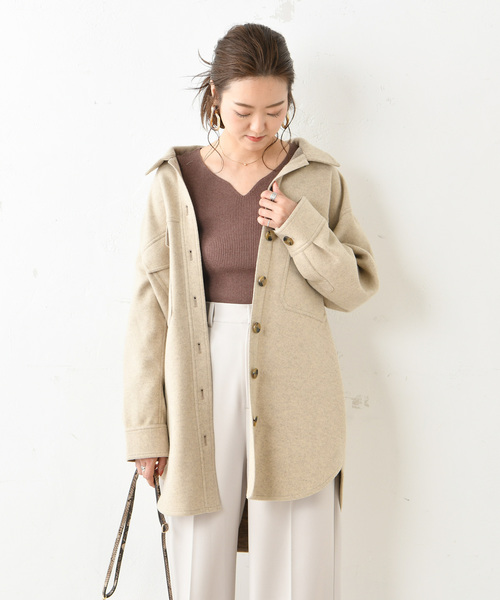 DouDou（ドゥドゥ）の「ウールライクオーバージャケット（その他アウター・レディース・ブラウン/ベージュ/ブルー・FREE）」の3枚目の写真