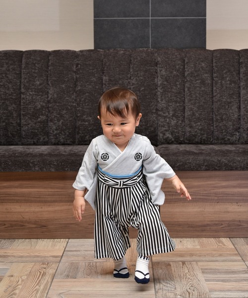 Aenak (アエナック)の「【Aenak/アエナック】羽織はかまロンパース 男の子(ロンパース・キッズ・ホワイト/ブラック/杢グレー・90/80/70/60)」の10枚目の写真