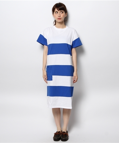 BEAMS BOY（ビームスボーイ）の「les Briqu’a braque /  ビッグボーダードレス（ワンピース・レディース・ホワイト・ONE SIZE）」の2枚目の写真