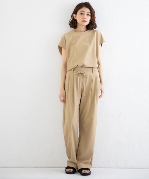 Munich（ミューニック）の「ストレッチトリコット　ワイドパンツ【セットアップ可】（その他パンツ・レディース・ベージュ/ネイビー/ナチュラル/コーラル・S/M/XS）」の19枚目の写真