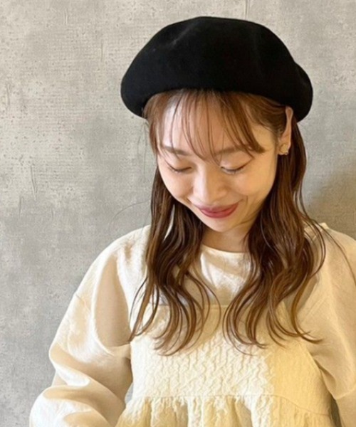 flower(フラワー)の「ベーシックウールベレー(ハンチング/ベレー帽・レディース・ベージュ/グレー/ピンク/ブラック/アイボリー・FREE)」の10枚目の写真