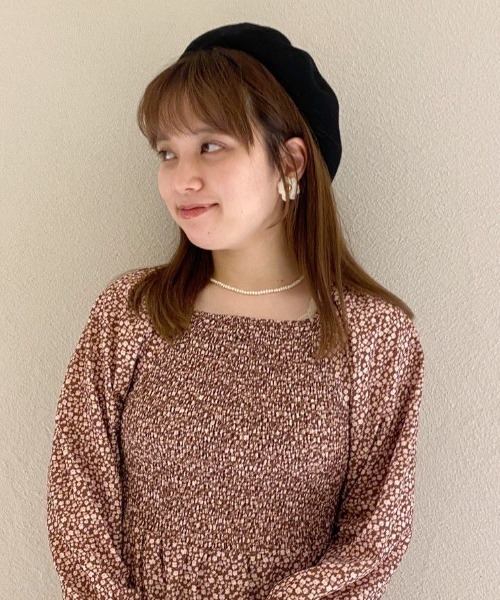 flower(フラワー)の「ベーシックウールベレー(ハンチング/ベレー帽・レディース・ベージュ/グレー/ピンク/ブラック/アイボリー・FREE)」の8枚目の写真