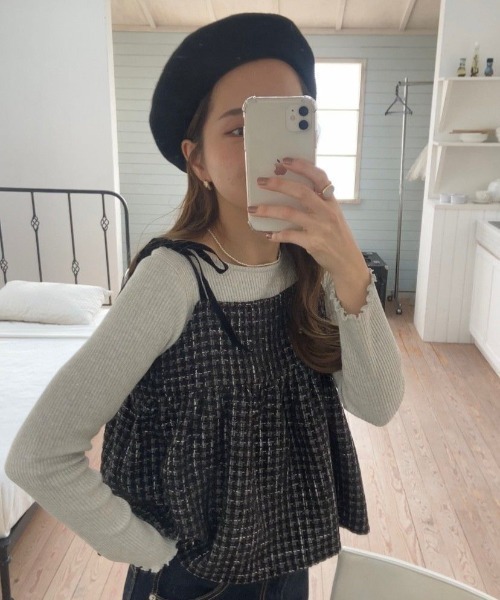 flower(フラワー)の「ベーシックウールベレー(ハンチング/ベレー帽・レディース・ベージュ/グレー/ピンク/ブラック/アイボリー・FREE)」の21枚目の写真