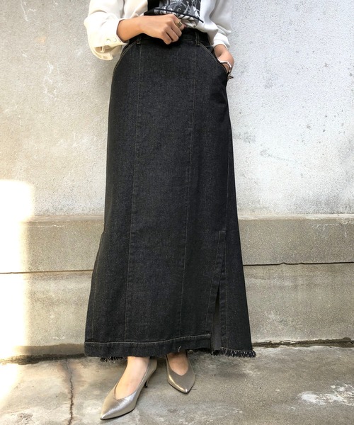&g'aime（アンジェム）の「【&g'aime】サイドスリットデニムスカート（デニムスカート・レディース・ブラック/ブルー・FREE）」の16枚目の写真