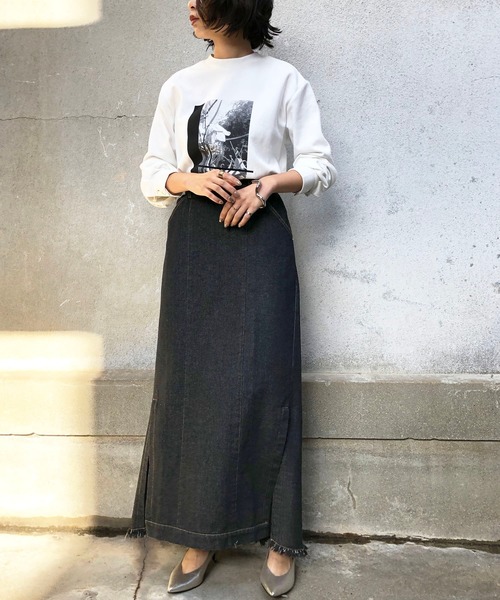 &g'aime（アンジェム）の「【&g'aime】サイドスリットデニムスカート（デニムスカート・レディース・ブラック/ブルー・FREE）」の11枚目の写真