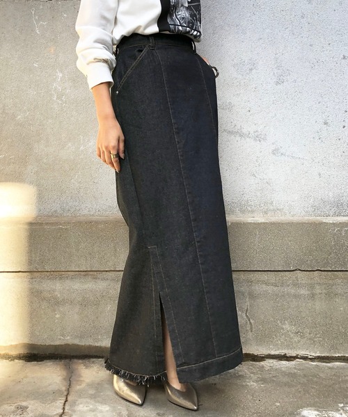 &g'aime（アンジェム）の「【&g'aime】サイドスリットデニムスカート（デニムスカート・レディース・ブラック/ブルー・FREE）」の7枚目の写真